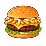 Cheeseburger (Hamb. papas + lechuga + queso + cremas)
