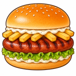 Choripan (Chorizo + papas + lechuga + cremas)