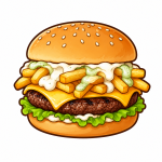 Hamburguesa a lo pobre (Hamb. queso + lechuga + papas + cremas)