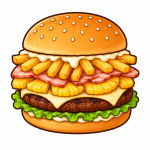 Hamburguesa Hawaiana (Hamb. papas + lechuga + piña + jamón + cremas)
