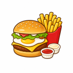 Hamburguesa Royal (Hamb. lechuga + huevo + queso + papas + cremas)